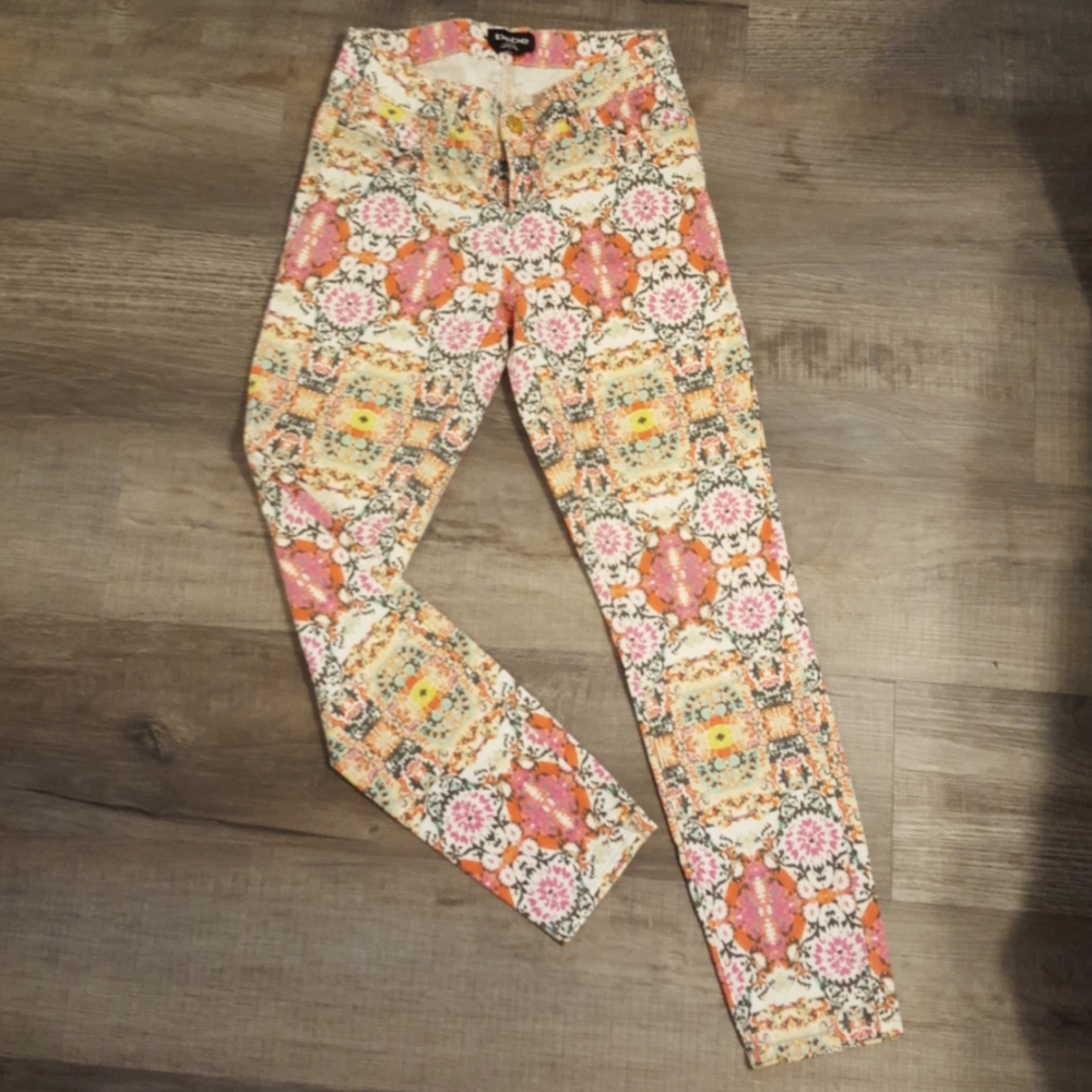 Bebe multi color print jeans